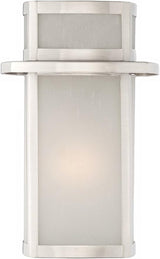 Possini Euro Design Delevan Modern Outdoor Wall Light Fixture Brushed Nickel Steel 11 1/4" Frosted Seedy Glass Damp | Lumora