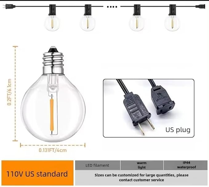 100FT Outdoor Patio Black String Lights with 52 Shatterproof G40 LED Clear Globe Bulbs for Indoor/Outdoor, 2-Pack | Lumora