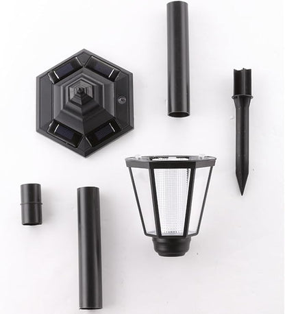 4 Pieces Solar Path Lights Hexagon White Light Solar Lawn Garden Lamp Landscape Lighting for Yard Patio Ground Installation