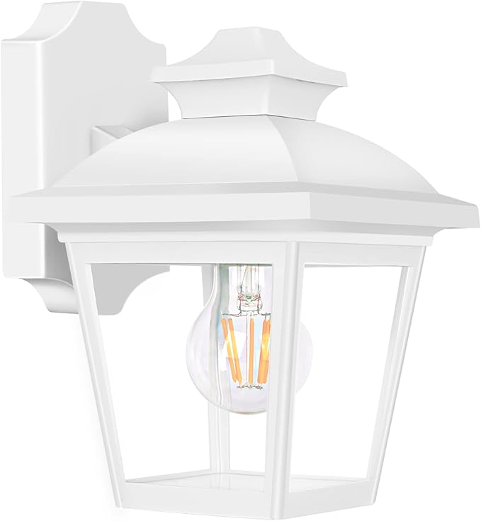 FUDESY Outdoor Wall Lantern, Exterior Waterproof Porch Light, Plastic Material Wall Sconce Light Fixture for Front Door, Garage, Patio, White, FDS746E26W (Bulb Included)