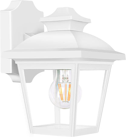 FUDESY Outdoor Wall Lantern, Exterior Waterproof Porch Light, Plastic Material Wall Sconce Light Fixture for Front Door, Garage, Patio, White, FDS746E26W (Bulb Included)