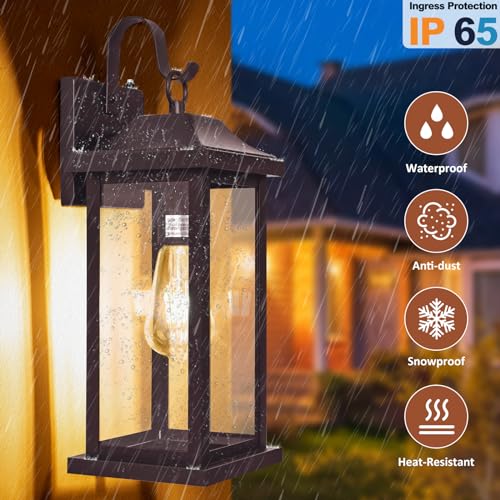 Bronze Dusk to Dawn Outdoor Wall Sconces 2-Pack Large
