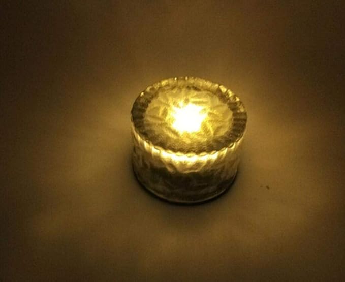 Solar Brick Light Glass Brick Light Round Ice Cube Solar Lights LED In-ground Buried Brick Landscape Path Light for Garden Courtyard Pathway Patio Pool Pond Outdoor Decoration,2 Pack Warm White