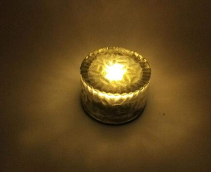 Solar Brick Light Glass Brick Light Round Ice Cube Solar Lights LED In-ground Buried Brick Landscape Path Light for Garden Courtyard Pathway Patio Pool Pond Outdoor Decoration,2 Pack Warm White