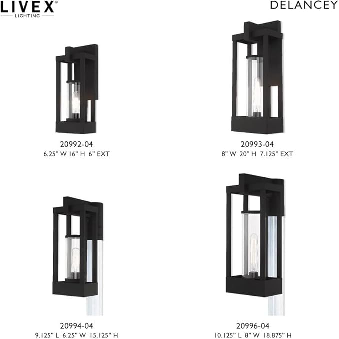 Livex Lighting 20992-12 Delancey - 16" One Light Outdoor Wall Lantern, Satin Brass Finish with Clear Glass | Lumora