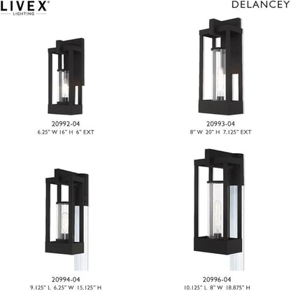 Livex Lighting 20992-12 Delancey - 16" One Light Outdoor Wall Lantern, Satin Brass Finish with Clear Glass