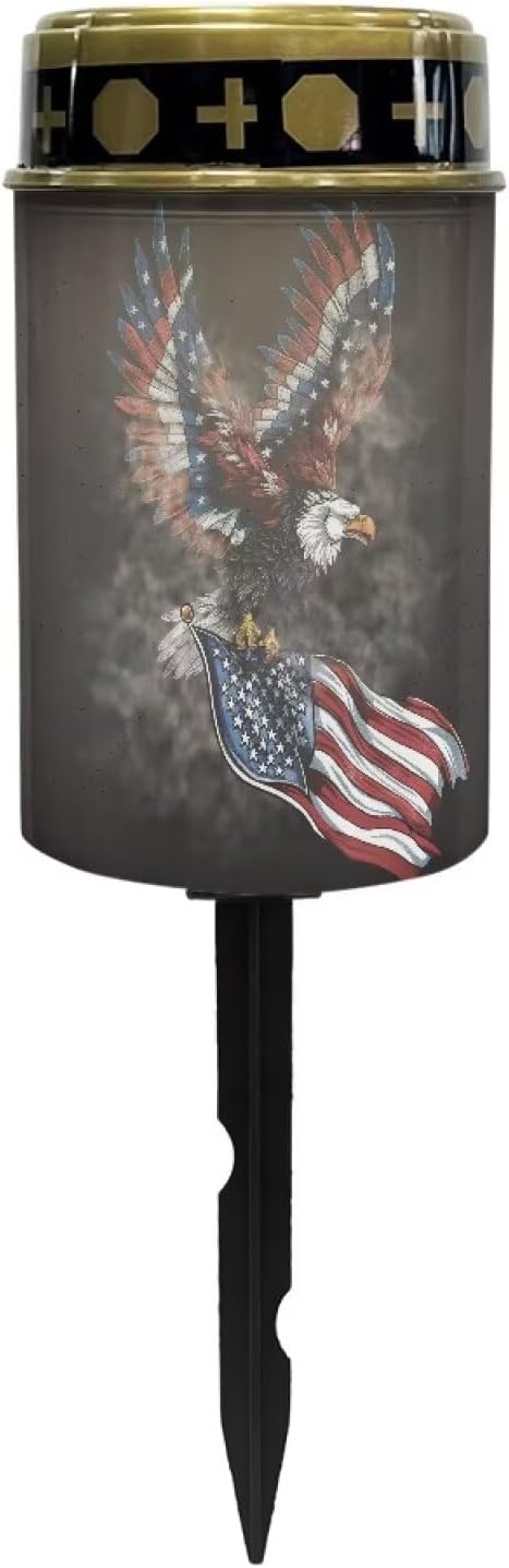American Flag Eagle Solar Garden Stake Light, Cemetery Decorations for Grave Outdoor Lights,Sympathy Memorial Gifts for Mother, for Christmas Garden Lawn Yard Patio Decor