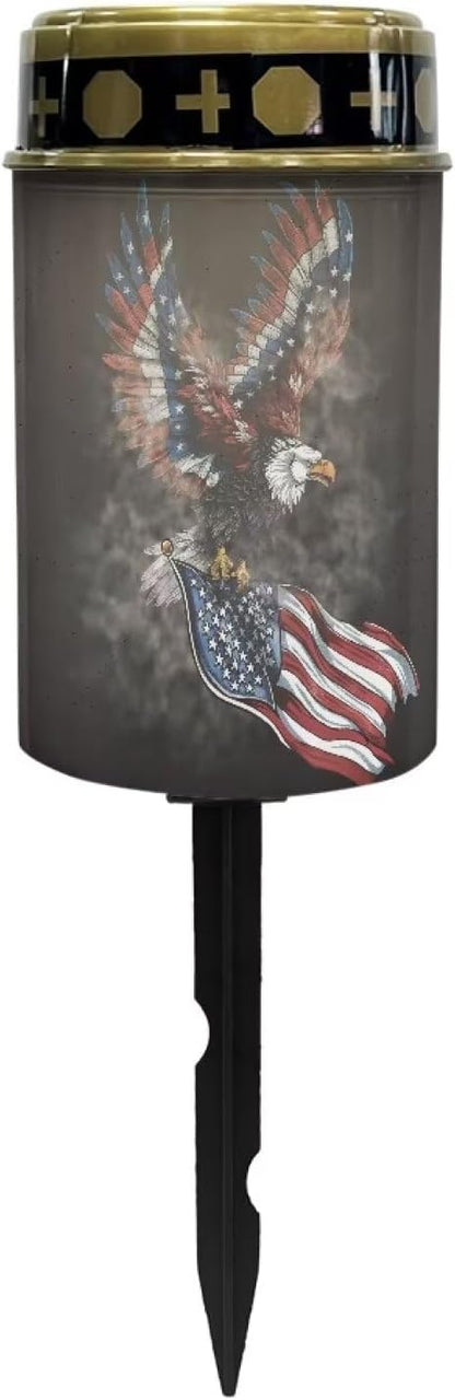 American Flag Eagle Solar Garden Stake Light, Cemetery Decorations for Grave Outdoor Lights,Sympathy Memorial Gifts for Mother, for Christmas Garden Lawn Yard Patio Decor