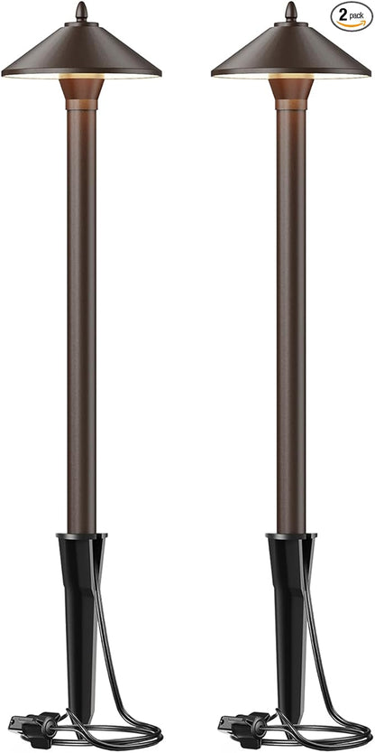 Malibu Low Voltage Pathway Lights, 10W Pro Style Halogen Landscape Lighting, 2Pack 2700K Warm White Path Light, 12V AC Bronze Outdoor Walkway Lights for Yard Garden 8308-9103