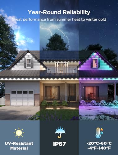 Govee Permanent Outdoor Lights 2, 100ft RGBIC Outdoor Lights with 100 Modes