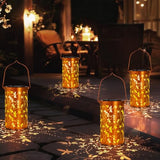 DIBIEECN Birthday Gifts for Women Mom Grandma Wife, Solar Lanterns Outdoor Waterproof, Metal Hanging Lights Garden Decor, LED Decorative Lantern for Patio Porch Backyard, Dragonfly, 4 Pack