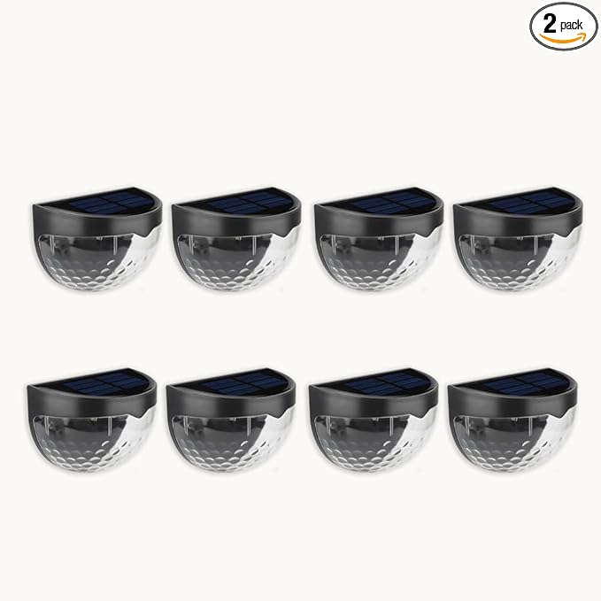 Outdoor Solar Step Lights for Stairs, Solar Fence Lights Waterproof LED Lighting, Yard Patio Pathway Pool Courtyard (Warm White Black, 8 Pack)