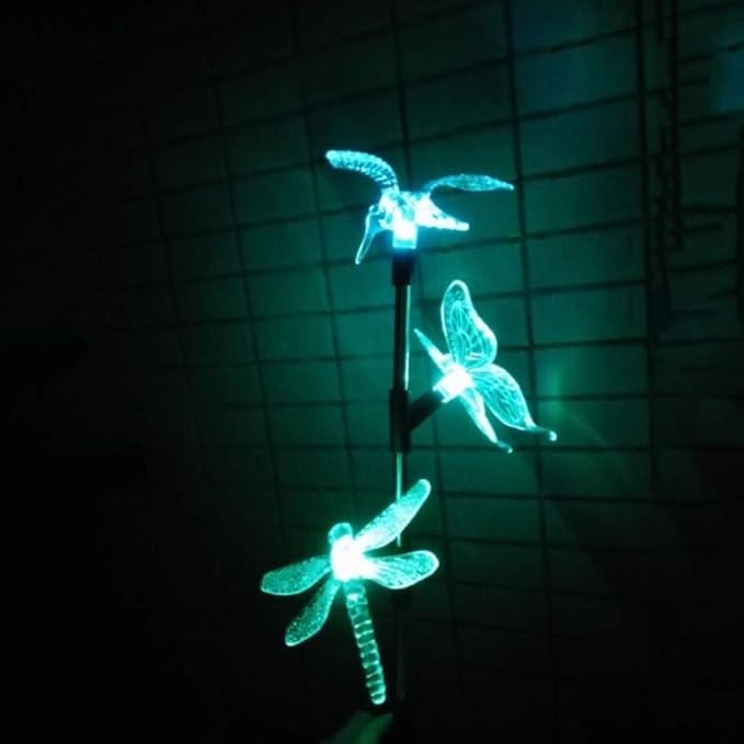 Solar Garden Stake Lights Hummingbird Butterfly and Dragonfly Multi-Color Changing Decorative Landscape Light for | Lumora