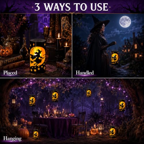 Halloween Decorations Outdoor Witch Lanterns, Solar Halloween Witch Decor