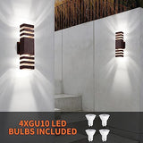 2 Pack Outdoor Wall Light Fixtures, Modern Exterior Lights for House, Brown