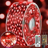 KNONEW 203FT 600LED Green Wire Outdoor Fairy Lights Plug in Red Xmas Decor
