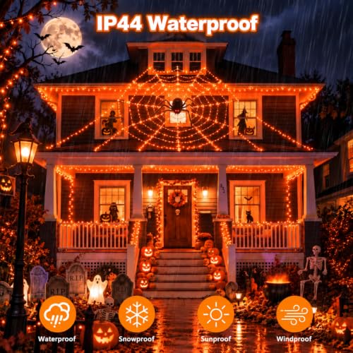 Connectable 240 LED Orange Halloween Lights, String Lights Indoor Outdoor