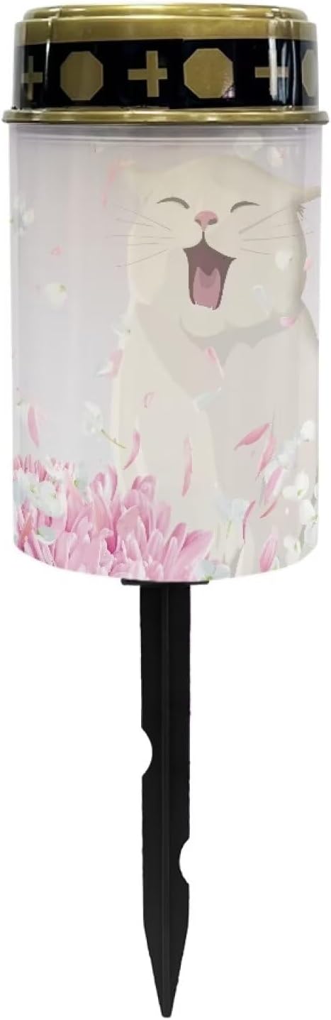 White Cat Cemetery Solar Lights Solar Powered Outdoor Decorative Garden LED Lights Easy to Install Flameless | Lumora