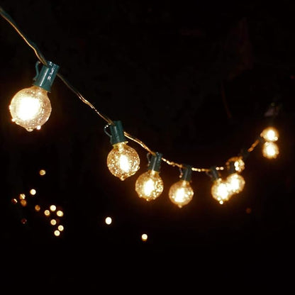 Hometown Evolution, Inc. G40 LED Warm White Outdoor Patio String Lights with 0.6 Watt Bulbs (G40 LED Filament - Black Wire, 50 ft)