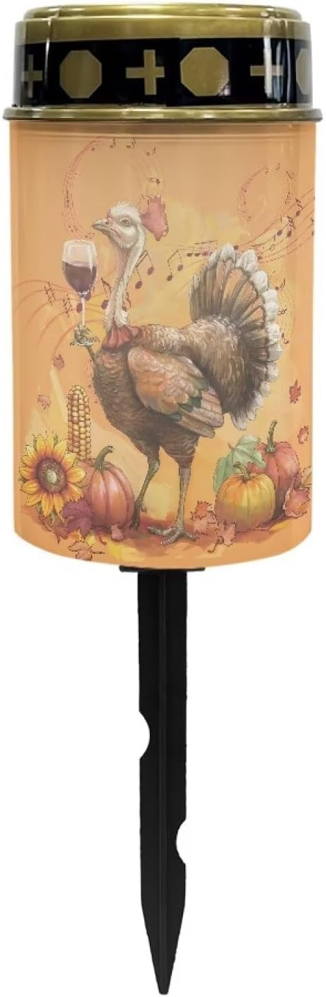 Turkey Pumpkint Solar Garden Lights Outdoor Decorative Solar Stake Lights-Waterproof Warm White LED for Remembrance Gifts Cemetery Grave