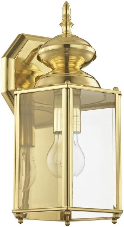 Livex Lighting 2007-02 Outdoor Wall Lantern with Clear Beveled Glass Shades, Polished Brass