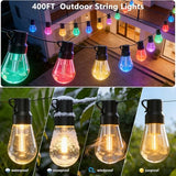 AILBTON RGB+IC 400FT Outdoor String Lights Bulbs IP67 Waterproof LED Color Changing Smart App Hanging Shatterproof Light with Remote Controller for Outside, Patio, Backyard, Garden, Party