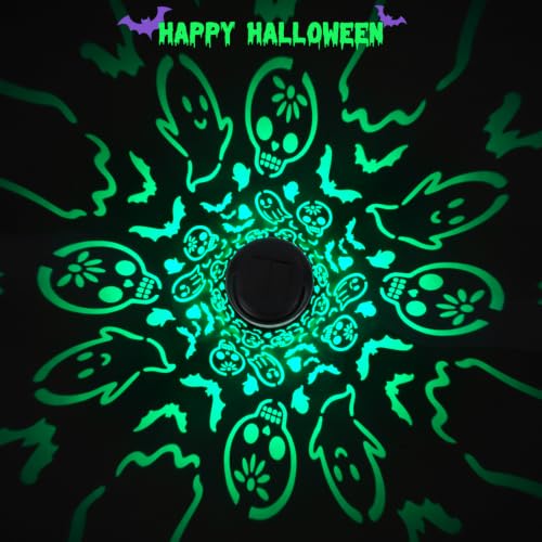 Halloween Decorations Outdoor Scary Skull Solar Lantern Green Light