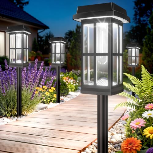 Ahaorigin 12 Pack Solar Pathway Lights Outdoor, 2 Lighting Modes Waterproof Solar Lights Outdoor, Brighter Up to 15Hrs Outdoor Solar Lights for Garden Landscape Path Walkway Driveway Sidewalk