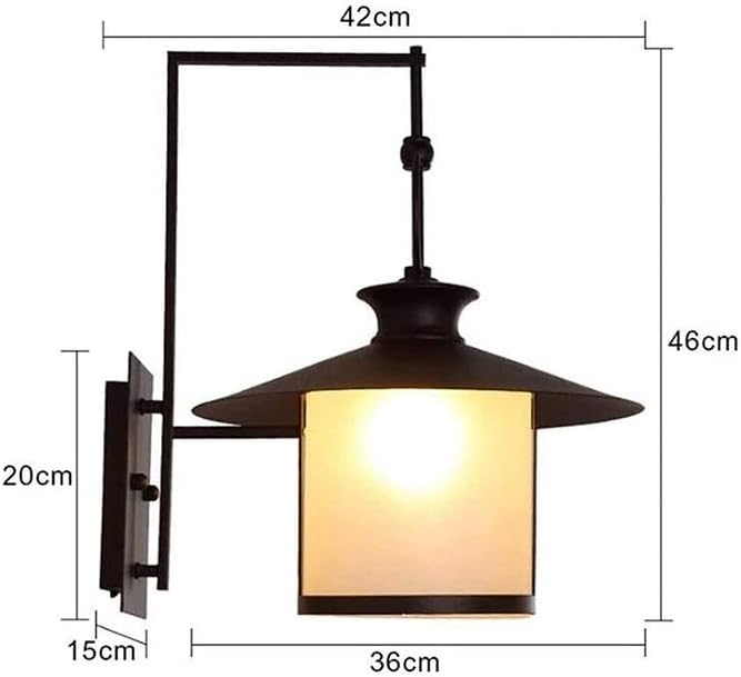 Wall Mounted Light Wall Lamp Retro Villa Garden Patio Waterproof Rainproof E27 Large Glass Outdoor Farmhouse Porch Exterior Wall Lights Shade Aisle Wall Light Restaurant cafe garden(Black) Readi