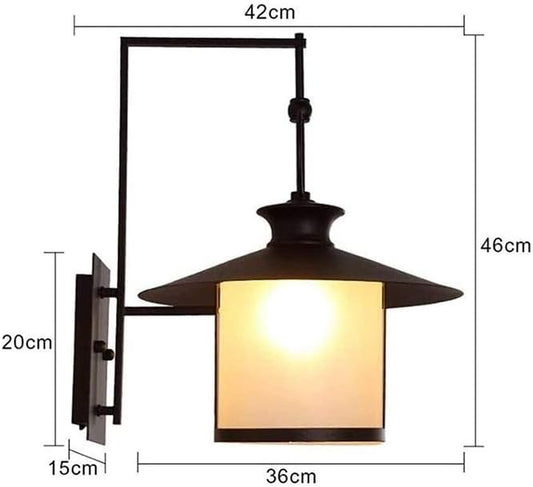 Wall Mounted Light Wall Lamp Retro Villa Garden Patio Waterproof Rainproof E27 Large Glass Outdoor Farmhouse Porch Exterior Wall Lights Shade Aisle Wall Light Restaurant cafe garden(Black) Readi