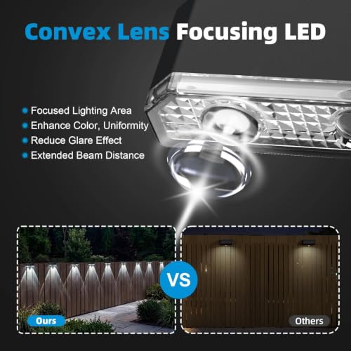 12 Pack Solar Fence Lights Outdoor, Deck Light Solar Powered, IP65 Waterproof Led Riling Solar Lights for Outside Step Yard, Cool White