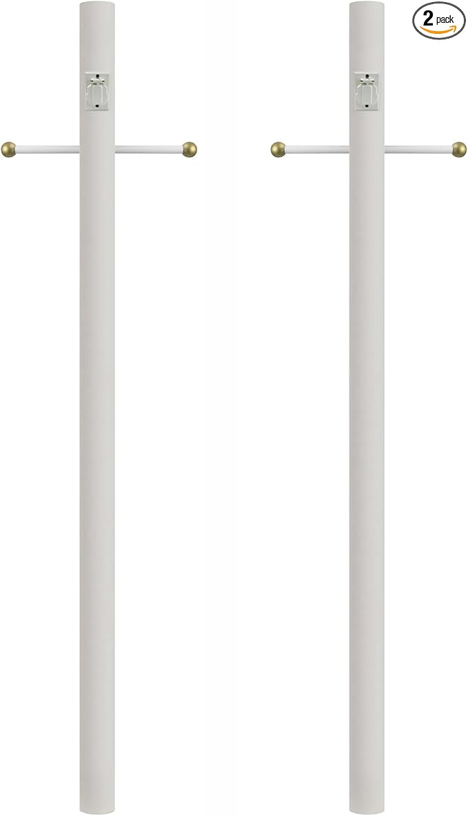 Solus 7-Foot Direct Burial Lamp Post – Outdoor Aluminum Light Pole with Decorative Cross Arm & 120V Outlet – Fits | Lumora