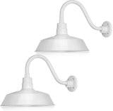 14in. White Outdoor Gooseneck Barn Light Fixture With 14.5 in. Long Extension Arm - Wall Sconce Farmhouse, Antique | Lumora