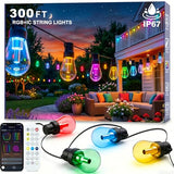 Beizelte Outdoor String Lights, 290FT RGB+IC Outside Light Dimmable Shatterproof LED Bulbs, IP67 Waterproof Chasing Effect Lighting DreamColor Patio Strip Lights for Backyard, Balcony, Outdoor Living
