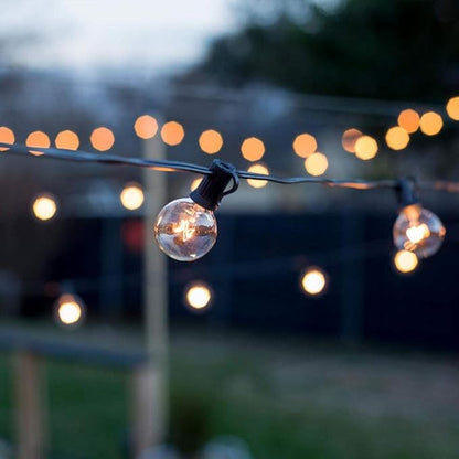 Outdoor String Lights 50ft Patio Lights with 55 G40 Bulbs (5 Spare), Connectable Globe String Lights for Party Tents Patio Gazebo Porch Deck Bistro Backyard Balcony Pergola Decor, Black Wire