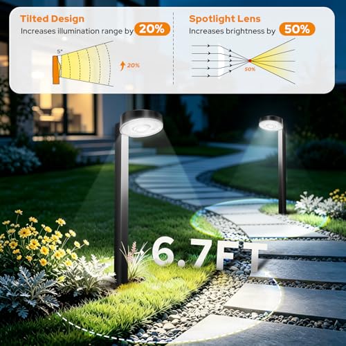 APONUO 12 Pack Solar Pathway Lights Outdoor, 3 Color Temperatures Selectable CCT, Focused Ground Spot Lens, Brighter Up to 12 Hrs IP65 Waterproof Path Lights for Walkway Driveway Yard Garden, Black