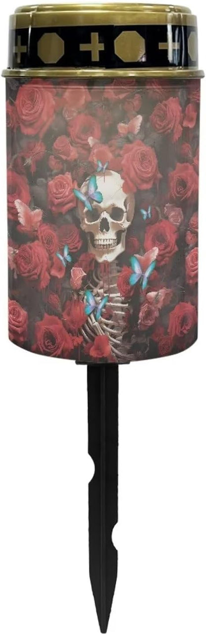 ZOUTAIRONG Rose Ghost Light for Cemetery Grave 2 Pack Solar Garden Lights 2 Pack Solar Garden Lights Outdoor Solar Pathway Lights Outdoor Cemetery Solar Lights for Grave Solar Lights