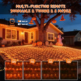 JMEXSUSS 200 LED Orange Net Lights for Halloween, Plug in, 9.8ft x 6.6ft