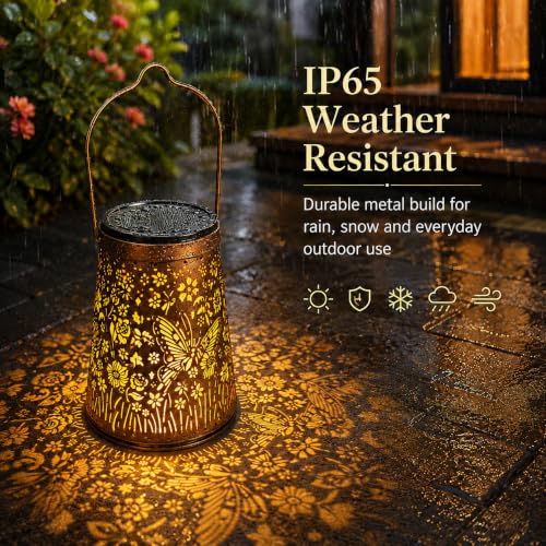 LeiDrail Butterfly Solar Lanterns, Outdoor Hanging Garden Lights, 2 Pack