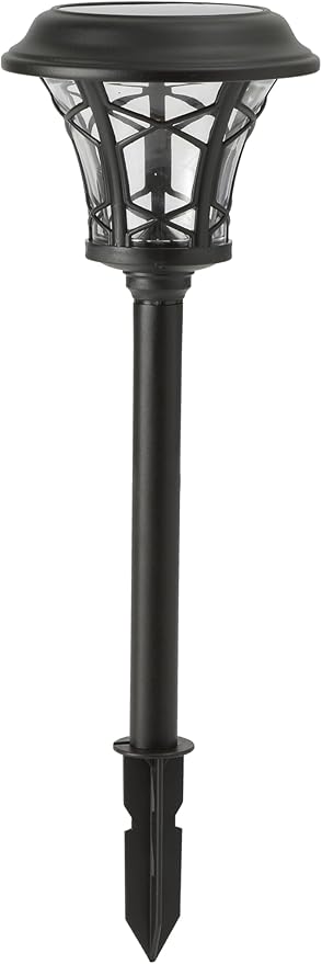6-Pack Solar Post Lights, Outdoor Pathway & Fence Lights with Warm White 3000K LED, Auto On/Off Dusk to Dawn, Matte Black Metal & Glass, Tool-Free Installation, IP45 Waterproof [W58341]