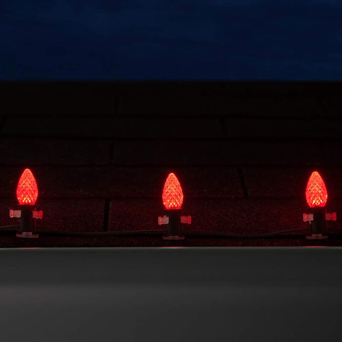 Wintergreen Lighting Set of 100 C7 OptiCore Red Commercial LED String Christmas Lights, Outdoor Christmas House | Lumora