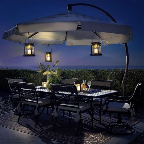 GIGALUMI 8 Pack Solar Hanging Lantern Outdoor, Candle Effect Light