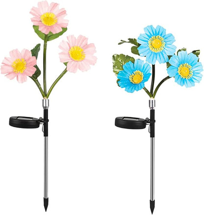 EpicGadget Solar Garden Flowers Solar Lights - Outdoor LED Waterproof Flowers Garden Decorative Stake Light for Walkway Pathway Backyard Christmas Decoration Parties (2 Pieces) (Warm White)