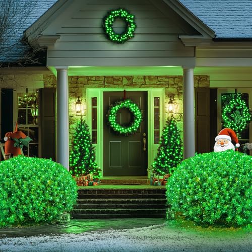 JMEXSUSS Green Christmas Net Lights Outdoor, 360 LED, 12ft x 5ft, Plug in