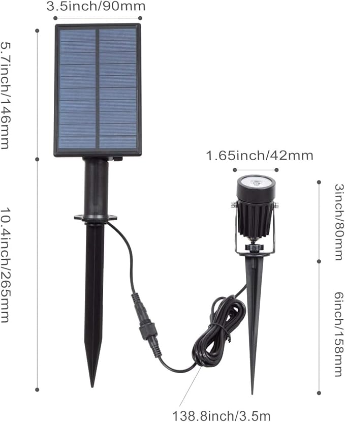 T-SUNUS 4 Pack Solar Landscape Spotlights - Blue, Waterproof IP65, 9.8ft Cable - Outdoor Security Flood Light | Lumora