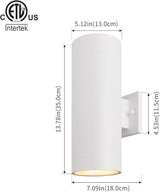 mirrea 14" Modern Outdoor Porch Light Patio Light in 2 Lights with Aluminum Cylinder and Tempered Glass Cover | Lumora