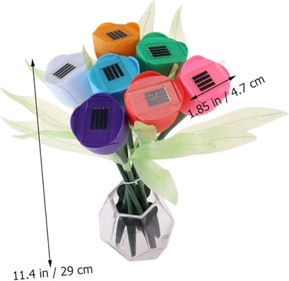BESPORTBLE 7pcs Tulips Shape Garden Solar Lanterns for Pathway Yard Driveway Outdoor Lighting Weatherproof Solar Ground Lights Random Color