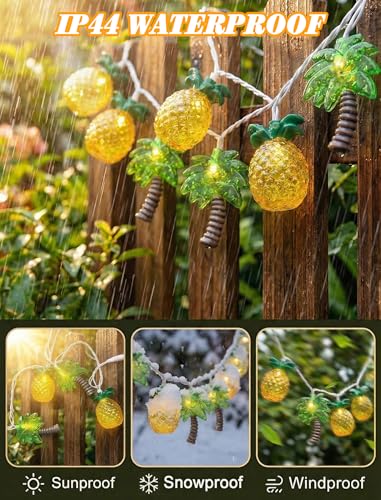 Oviejo 8.5FT Tiki Bar String Lights,10 LED Palm Tree Pineapple Decorations Lights,Connectable Summer Fairy Lights for Tiki Bar,Patio,Garden & Party Decor