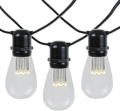 100 Foot S14 LED Edison Outdoor String Lights - Commercial Grade String Lights - Backyard Garden Gazebo – Cafe Market Light Set – Vintage Patio String Lights - Black Wire - 50 S14 LED Bulbs