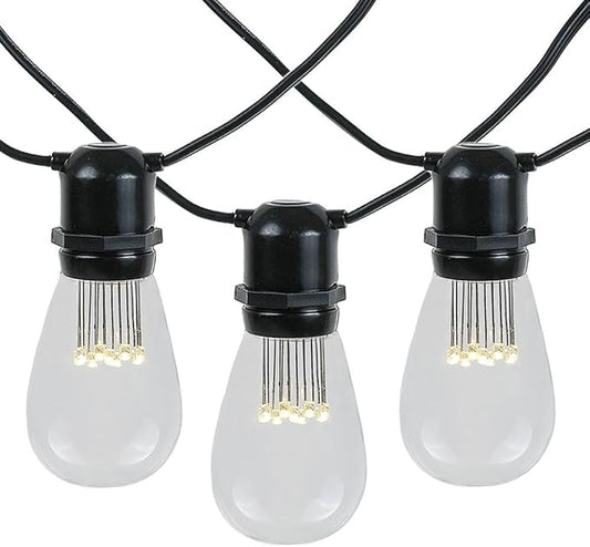 100 Foot S14 LED Edison Outdoor String Lights - Commercial Grade String Lights - Backyard Garden Gazebo – Cafe Market Light Set – Vintage Patio String Lights - Black Wire - 50 S14 LED Bulbs